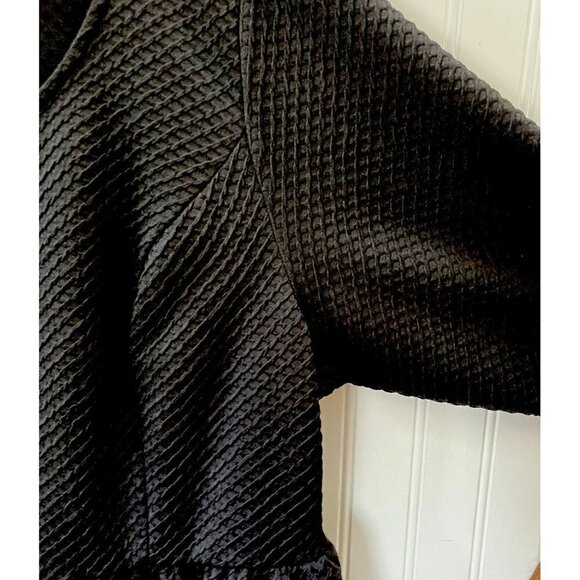 Apt 9 Women’s Smock Texture Bodice Fit Flare Elbow Sleeve Black Short Dress-2XL - Picture 2 of 9